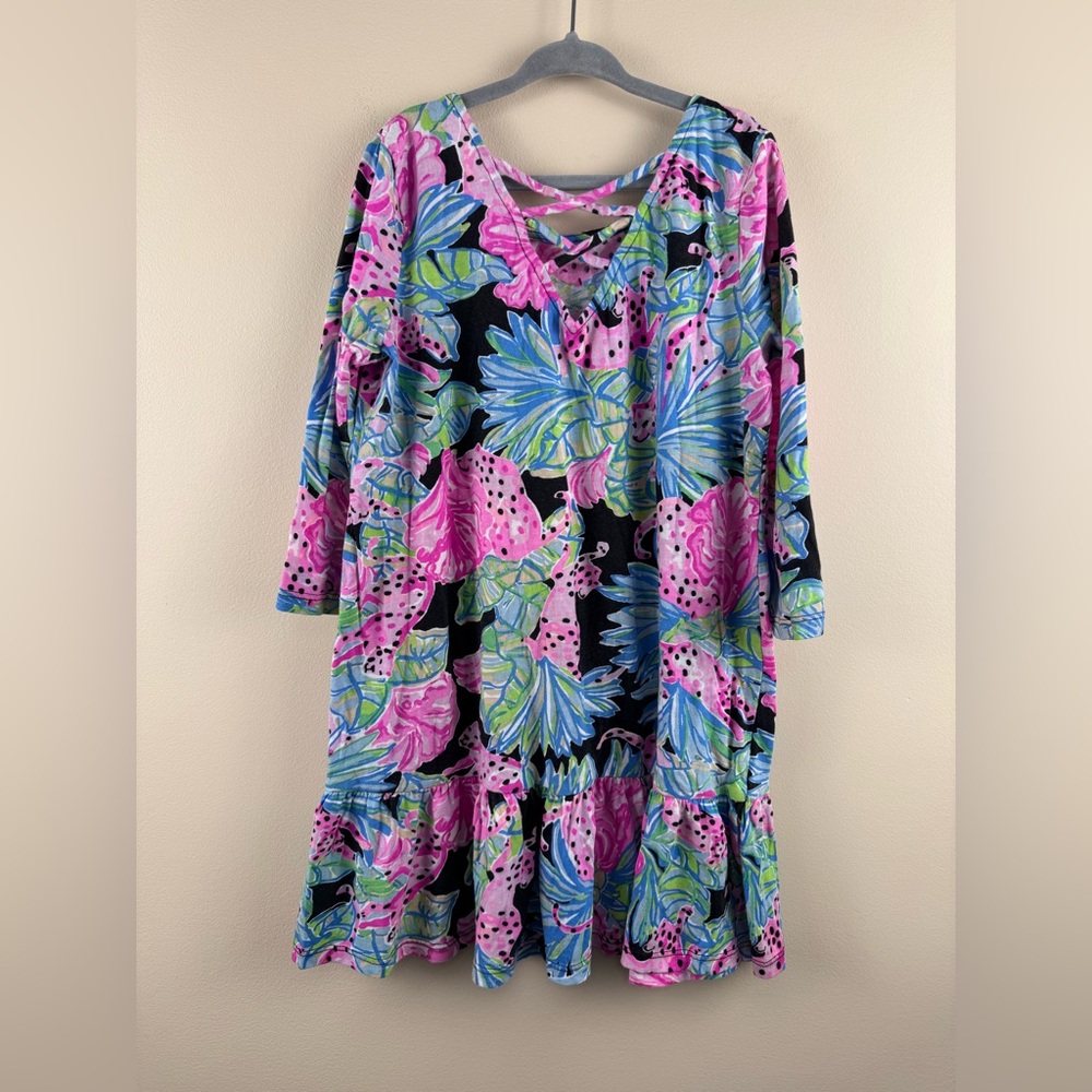 Lilly Pulitzer Girls Jenna Dress in Onyx Jaguar Jungle - Picture 4 of 6